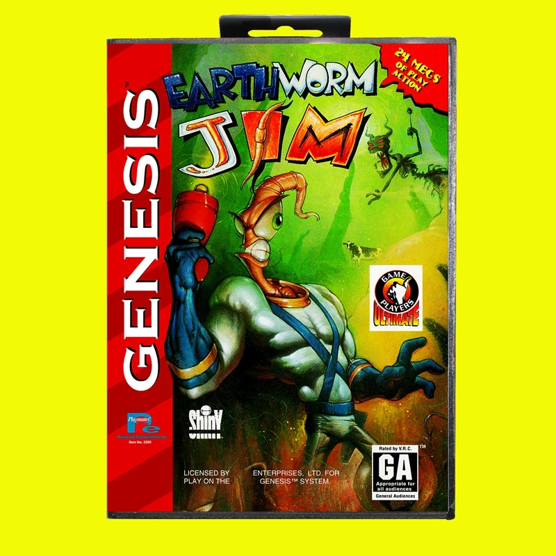 

Earthworm Jim MD Game Card 16 Bit with US Box for Sega Megadrive Genesis Video Game Console Cartridge