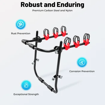 Bike Rack Car Bike Rack 3-Bike Trunk Mount Rack Luggage Racks Hatchback Rear Bracket Bike Carrier Rack 1