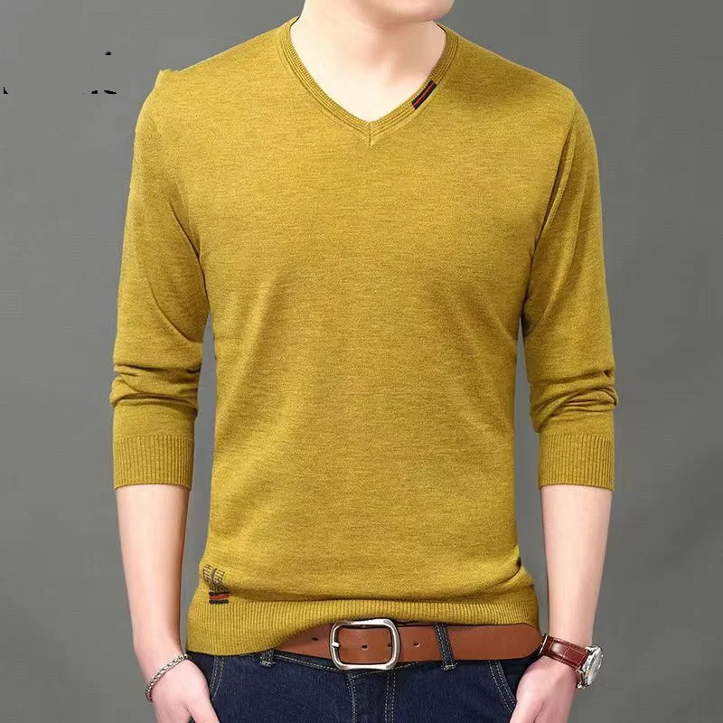 Spring Autumn New Solid Color Fashion Long Sleeve Sweater Man High Street Casual Loose Thin All-match Pullovers Comfortable Tops 2020 autumn and winter v neck solid color loose all match long sleeved mid length sweater women dress sweater fashion all match