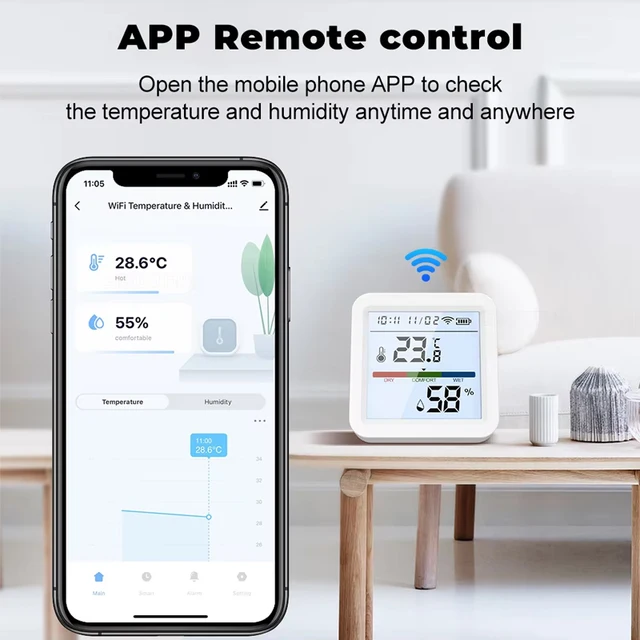 Tuya Zigbee3.0 Temperature and Humidity Sensor with Backlight, Thermometer, Hygrometer, Monitoring for Alexa, Google Home, WiFi 2