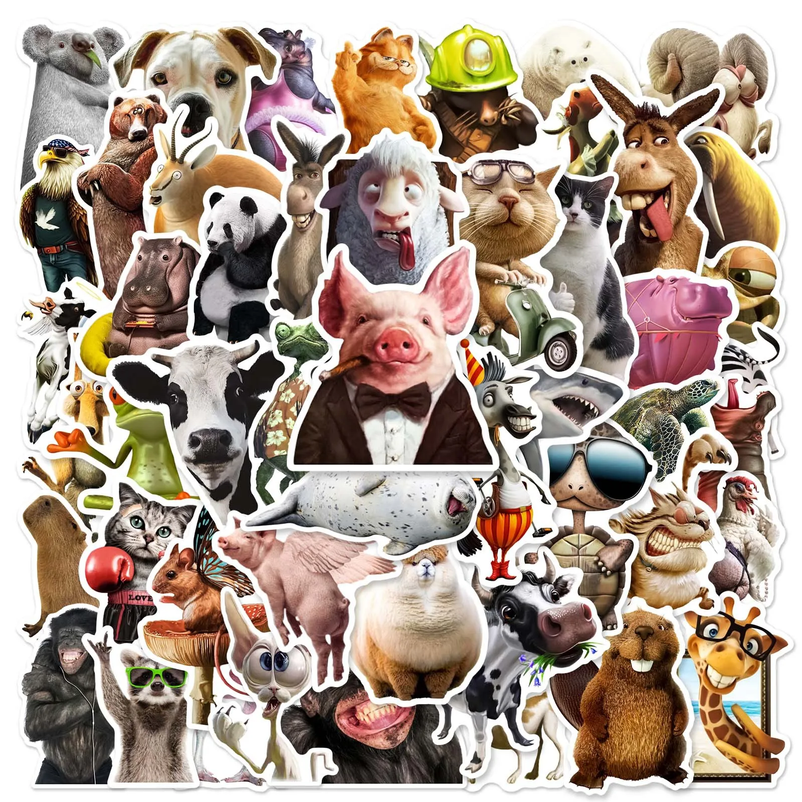 10/30/50pcs Creative Funny Animal Graffiti Sticker Phone Case Guitar Helmet Skateboard Water Cup Waterproof Decal Decor Sticker 10 30 50pcs car graffiti stickers suitcases laptops mobile phone guitar water cup car motorcycle helmet water proof stickers