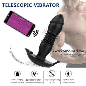 Bluetooth Thrusting Dildo Vibrator Big Butt Plug Anal Vibrator APP Control Male Prostate Massager Anus Sex Toy Vibrators for Men 5