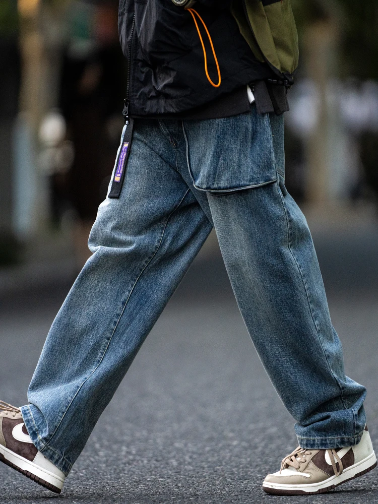 Japanese Streetwear High Quality Distressed Jeans Men Clothing Harajuku Casual Denim Cargo Pants Korean Hip Hop Trousers Male