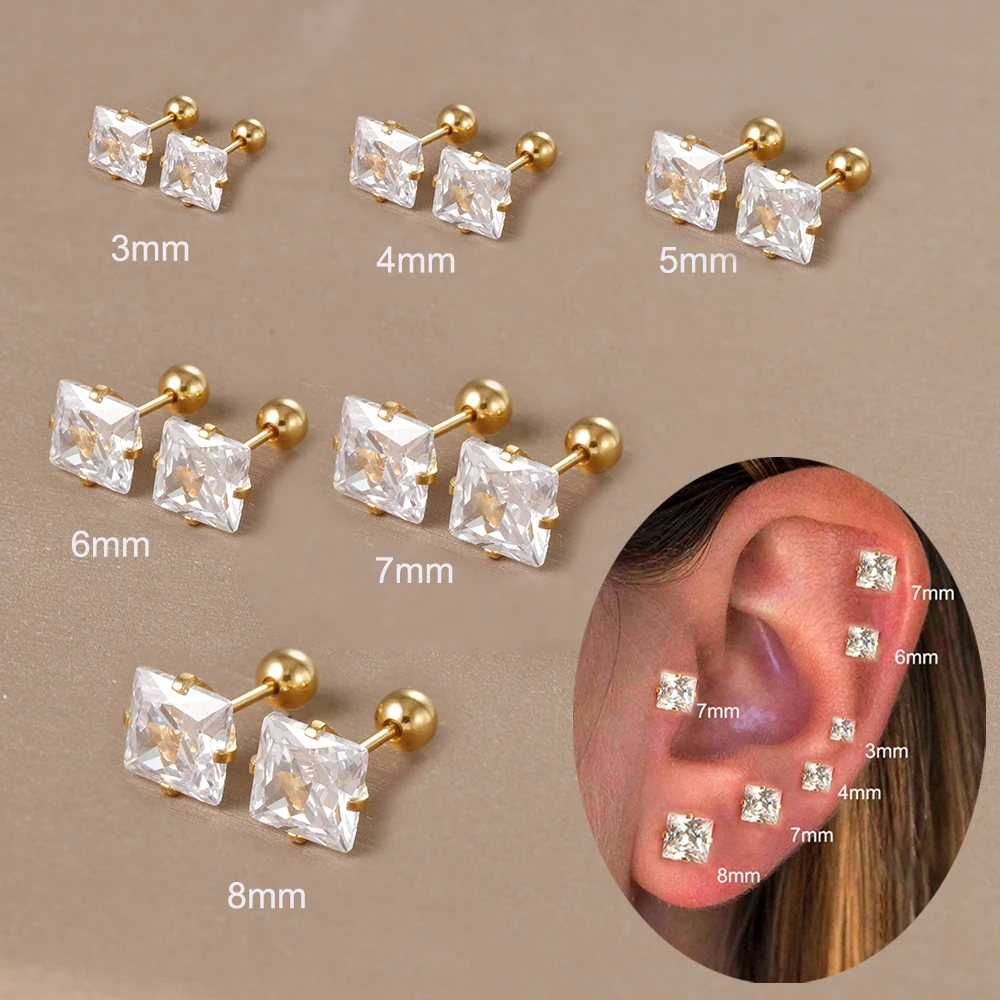 Orecchini A Perno In Argento Sterling Con Zirconi CZ – Rotondi 2/3/4/5 Mm – Per Donna, Uomo, Ragazza – Tragus E Cartilagine