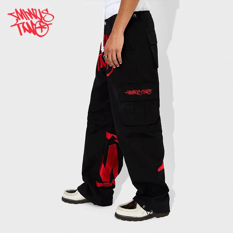 Minus Two Streetwear Y2k Harem Casual Pants Men Elastic Waist Black Multi Pocket Loose Cargo Pants For Men Women Sports Trousers 3