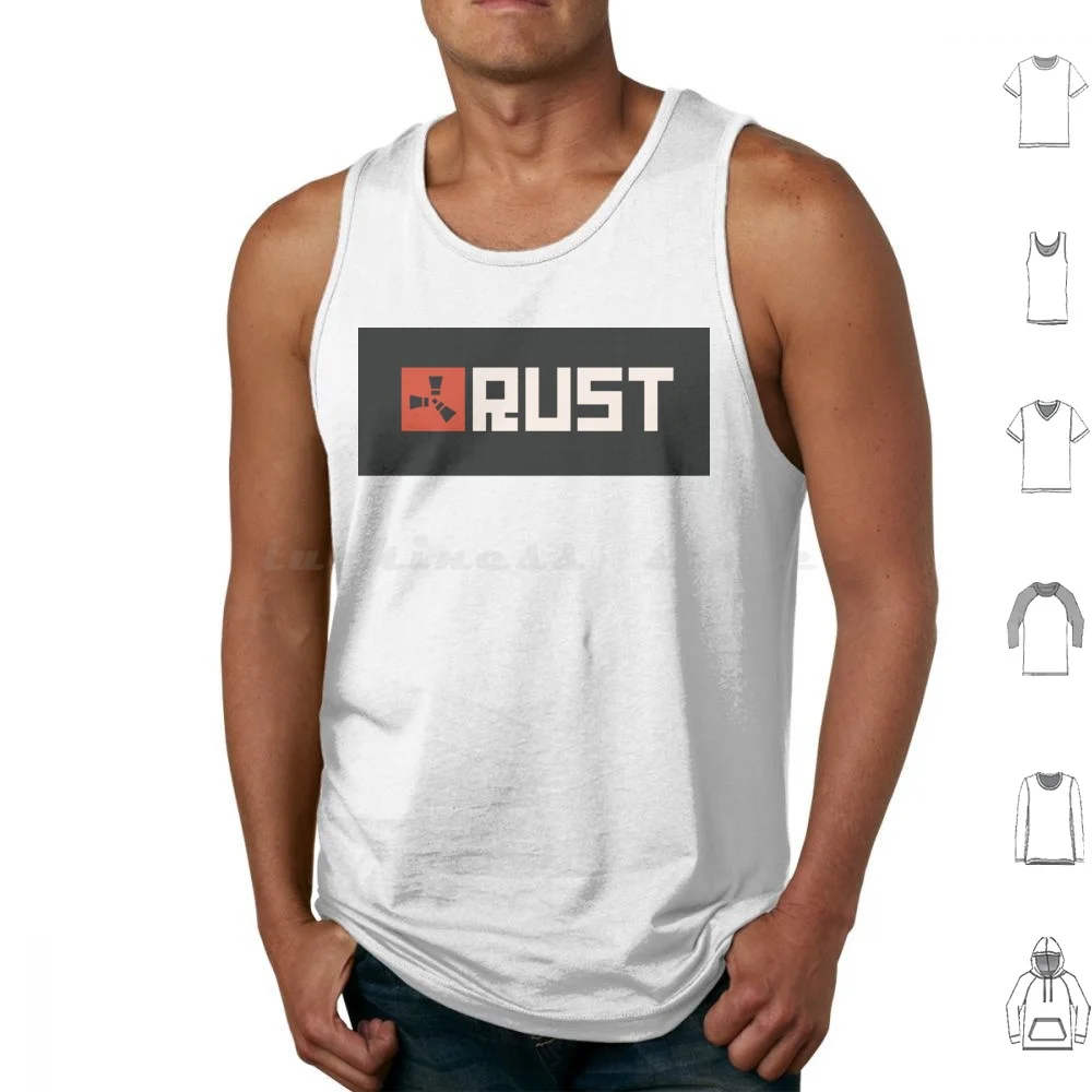 Canottiere Con Logo Ruggine Stampa Cotton Rust Games Fun Meme Logo Game Survival Survival Radiation Facepunch Studio Studio