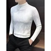 England Style Spring Autumn Solid Color Long Sleeve Sweater Knitted Men's Clothing Half High Collar Screw Thread Pullover Tops 2