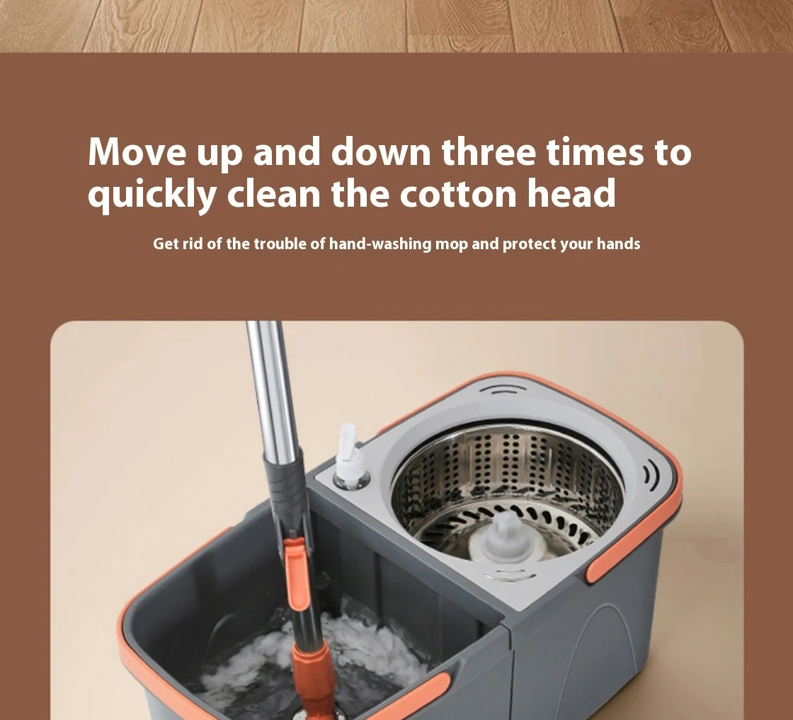Neue abnehmbare Doppeleimer-Mopp-Spin-Mopp-Eimer-Sets 360°-Drehmopp für die Bodenreinigung Wiederverwendbare Mikrofaserköpfe Home Lazy Mop_voghion.com