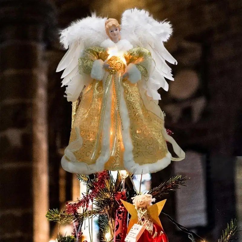 Christmas Tree Decoration Angel Ornaments For Christmas Tree Top Gold Angel Tree Topper For Trees Tables Desks