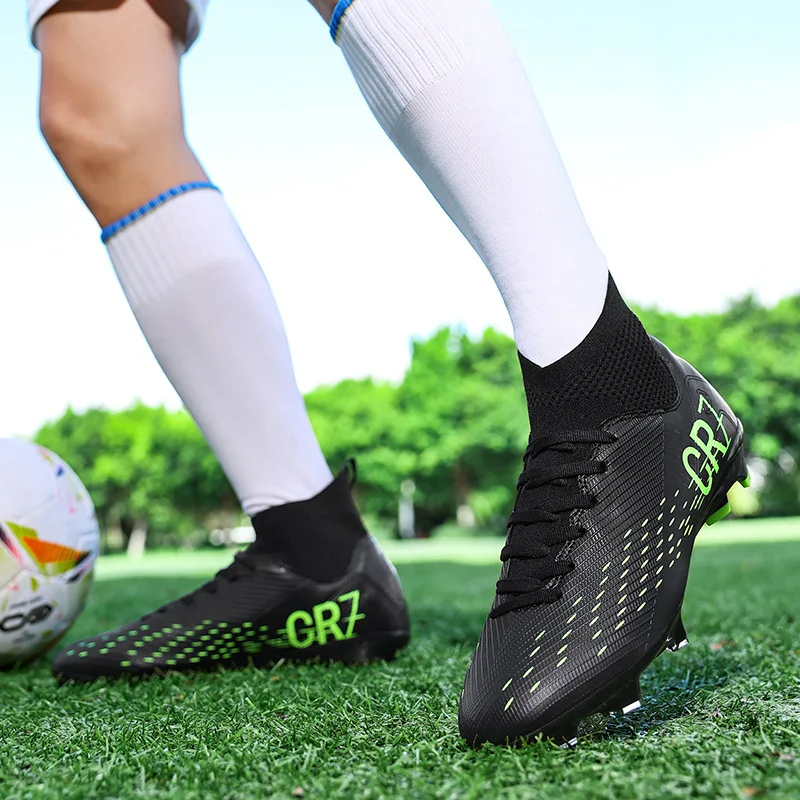 Enhanced Breathable Youth Football Shoes with Color Block Design