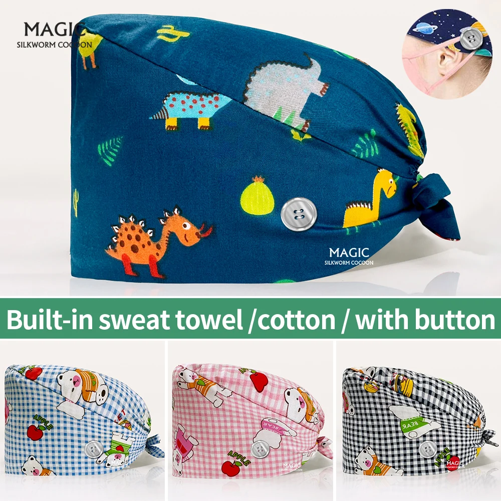 

100%Cotton Hospital Durable Medical Hats New Design Surgical Scrubs Caps Hospital Operating Room Surgery Cap Beautician Work Hat