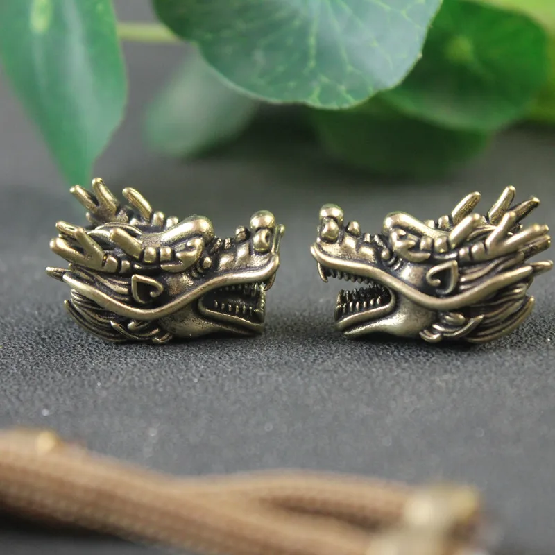 Paracord Accessories Mythical Beast Dragon Head Brass Knife Bead EDC DIY Paracord Pendant Jewelry Umbrella Rope Keychain Lanyard Hangings