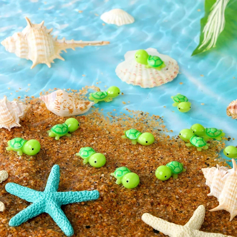 50pcs Adorable Mini Resin Turtle Miniature Cute Fairy Garden Ornament Micro Landscape Turtles Home Plants DIY Craft Decoration 6