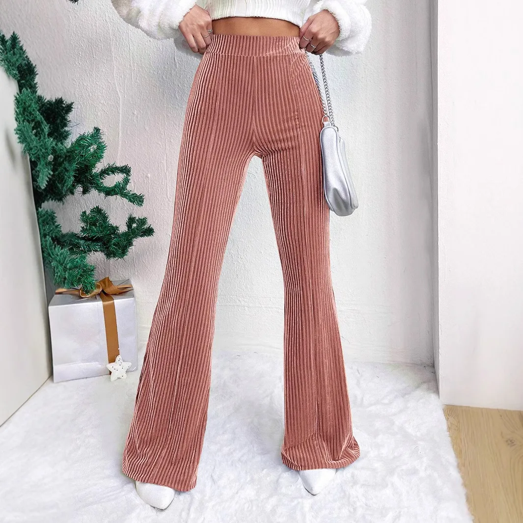 Corduroy Wide Leg Flared Pants for Women Spring Autumn