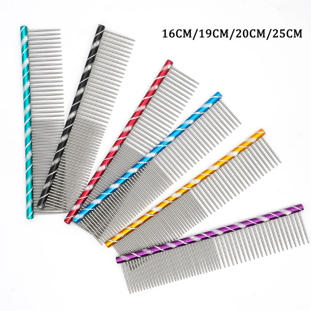 Dog Comb Long Thick Hair Fur Removal Cleaning Brush Stainless Steel Lightweight Pets Cat Grooming Combs for Dogs 16/19/20/25cm Dog Comb Long Thick Hair Fur Removal Cleaning Brush Stainless Steel Lightweight Pets Cat Grooming Combs for Dogs 16/19/20/25cm