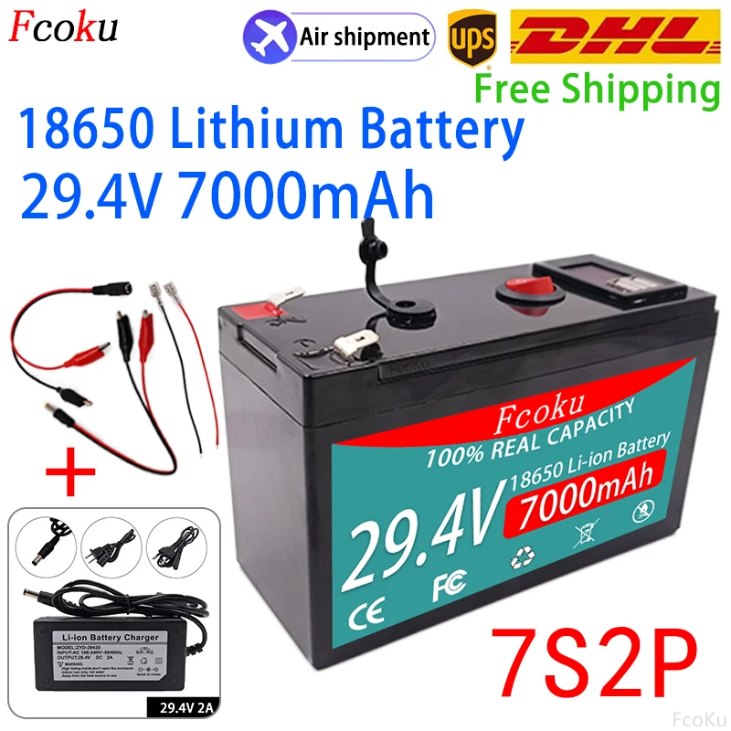 

18650 7S2P 29.4V 7000mAh Lithium Battery USB+DC,For Electric Boats,LED Light,Invert,Solar Panels Replacement Li-ion Battery