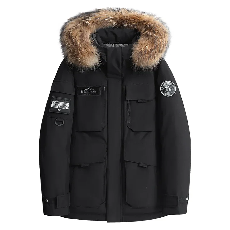 Fashion Parkas Male Casual Warm Down Jackets New Winter Mens Hooded Fur Collar Duck Down Coats High Quality Waterproof Coats - 2