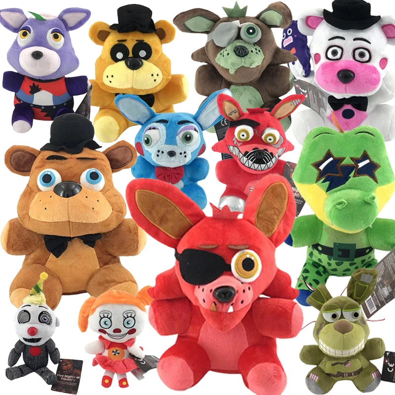 25 cm Fnaf Boneca De Pelúcia Urso Freddy Foxy Chica Bonnie Stuffed Plush  Toys Kid Crianças Bonecas Crianças Brinquedo