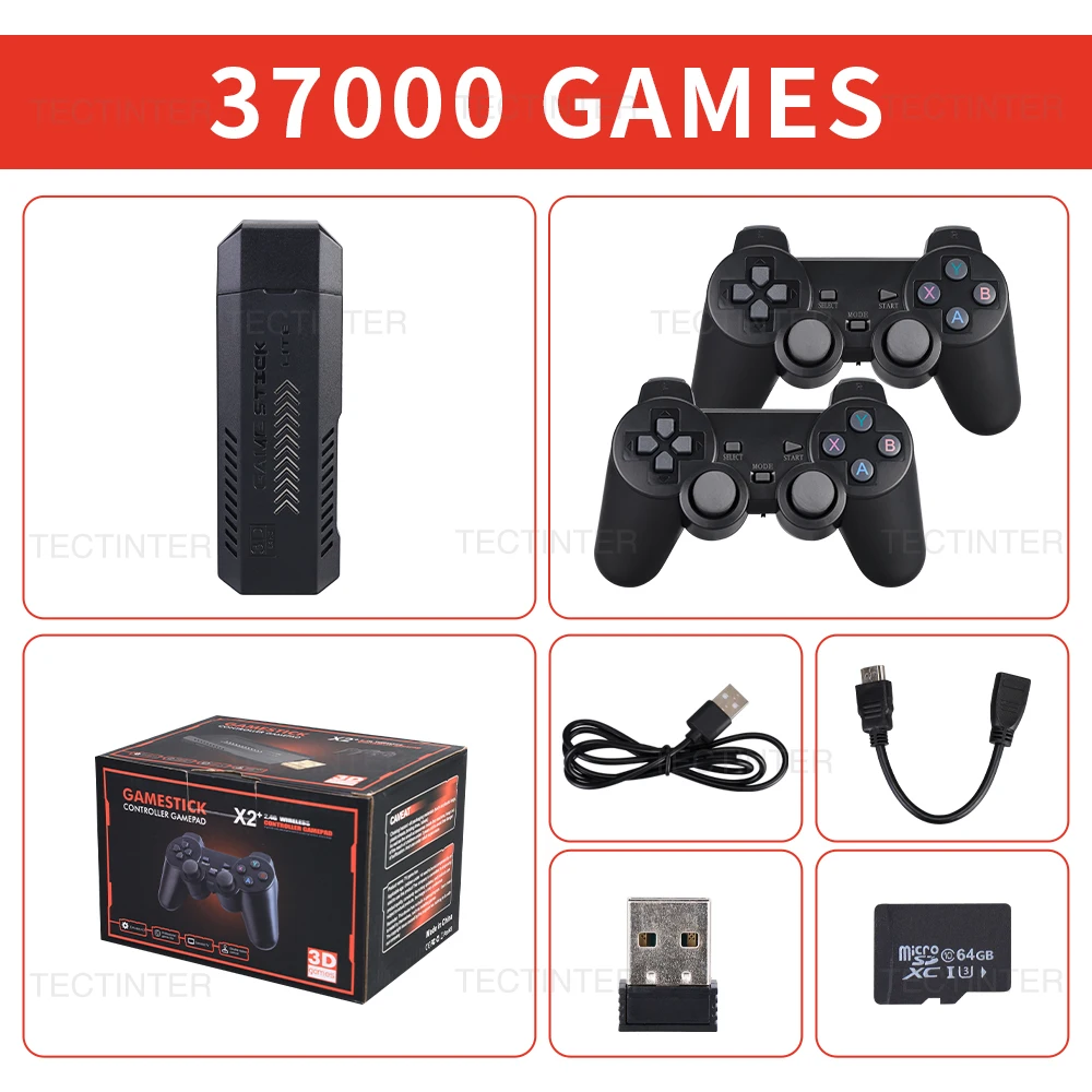 Retro Spielekonsole Mit 128GB & 40000+ Spielen – 4K HDMI, 2 Wireless Gamepads, Plug & Play Für TV HD 4K Wireless Retro Spielekonsole