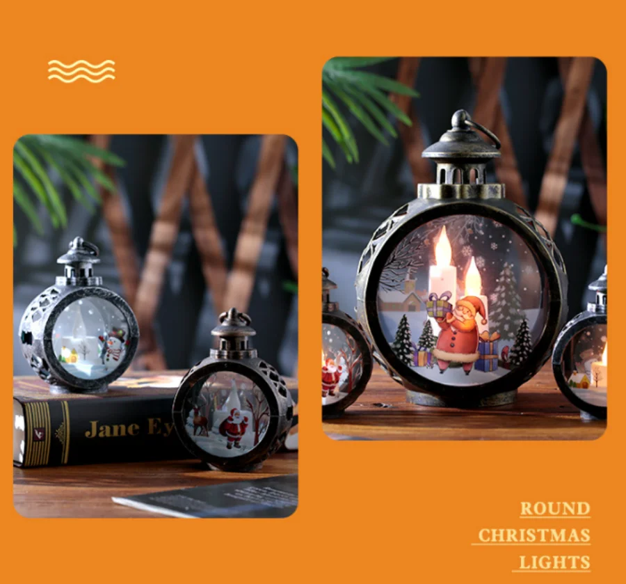 Description Picture 5 of itemChristmas Snowman Santa Claus Decorative Lamp Simulated Flame LED Light Small Hand Lantern Holiday Outdoor Garden Decor