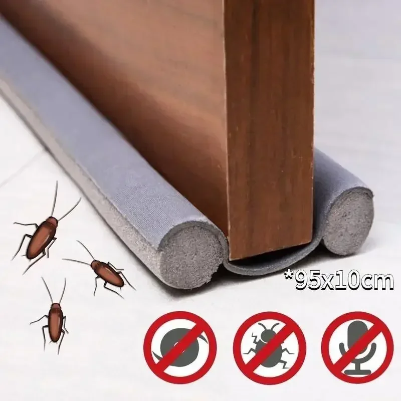 Door Seal Strip Windproof Seal Strip Draught Excluder Stopper Door Bottom Guard Double Protector Doorstop Dust-proof Blocker Sealer Soundproof