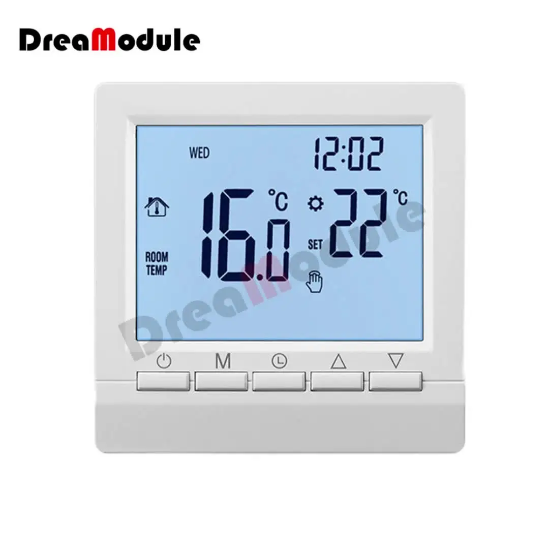 Tuya Zigbee programmeerbare thermostaat, op batterijen, wandmontage met lcd- display, app-bediening