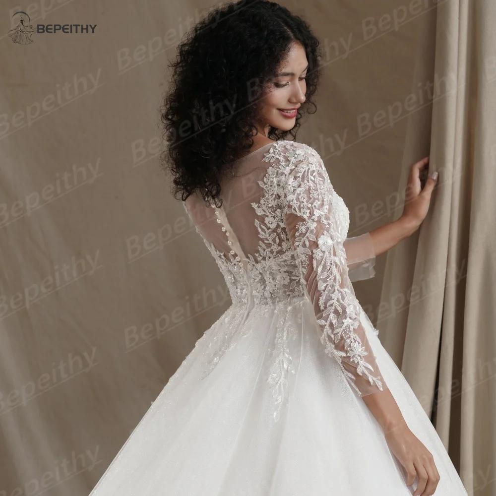 BEPEITHY Customized Gorgeous Full Sleeves Lace Wedding Dresses 2025 For Women Boho Romantic Bridal Gown Vestidos De Novias
