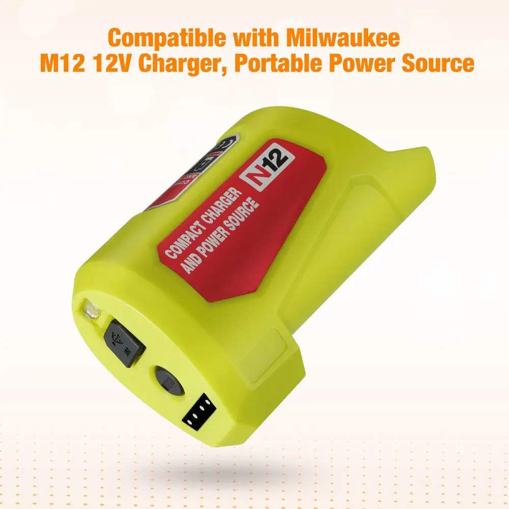 

N12 Adapter Li-ion Battery Charger Converter For Milwaukee 12V 10.8V USB Device Mobile Phone Power Bank Supply DC 12V Output