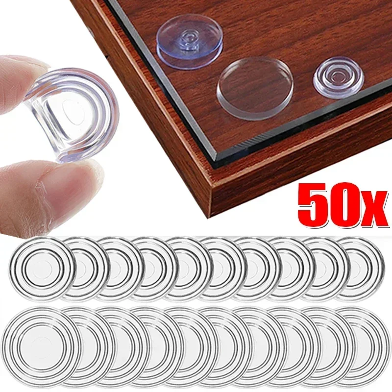 10/50PCS Tea Table Glass Silicone Gasket Anti-skid Rubber Pad Glass Gasket Transparent Table Sucker Accessories Furniture Safety