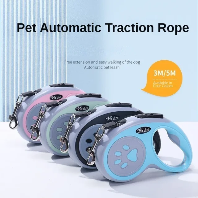 3/5M Nylon Dog Leash Automatic Retractable Durable Cat Lead Extending Puppy Walking Running Traction Roulette For Small Dogs 3