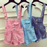 Women Denim Jeans Single-breasted Casual Hole Jumpsuit Romper Overalls jeans shorts - Image 3