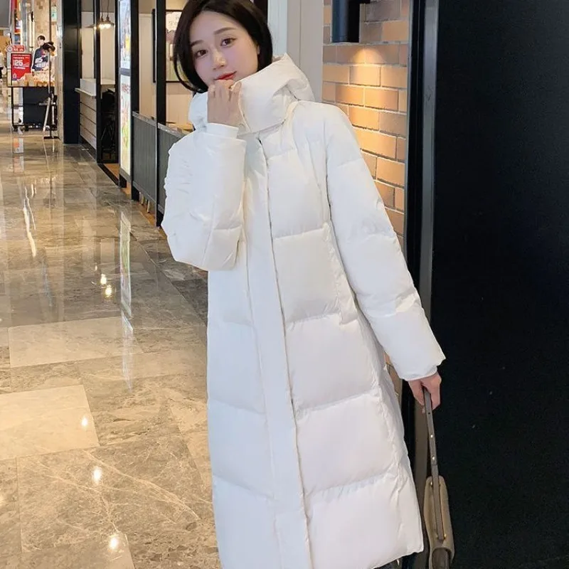 2023 New Women Down Jacket Winter Coat Female Loose Mid Length Version Parkas Detachable Hooded Outwear Warm Thick Overcoat