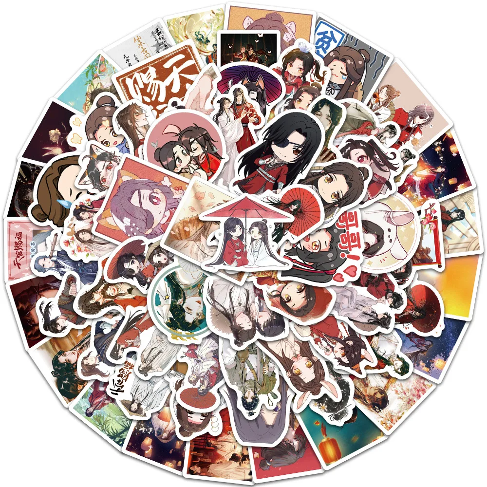 10/30/65PCS Heaven Official's Blessing Anime Stickers Decoration Suitcase Scrapbooking Laptop Phone Stationery Kid Sticker Gift 64pcs tv series collection movie stickers pack fans favorite character scrapbooking diy phone laptop decoration toys