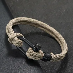 Handcrafted Milan Braided Rope Bracelet with Vachette Clasp - 20.5cm (Khaki)