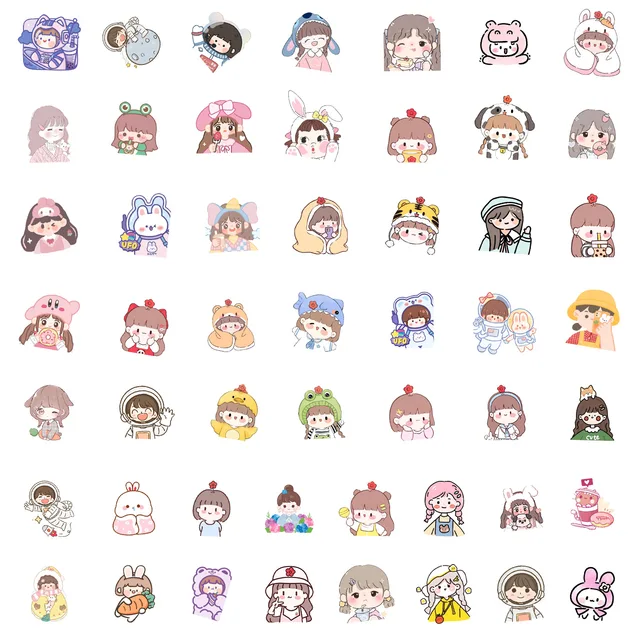 10/50 db Aranyos Rajzfilm Lány Anime Mix Sorozat Graffiti Matrica Asztal Fali Hálószoba Otthoni Dekoráció - Image 5