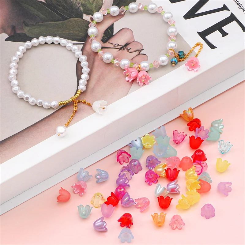 Decorative beads - stars, pink mix, 90pcs 