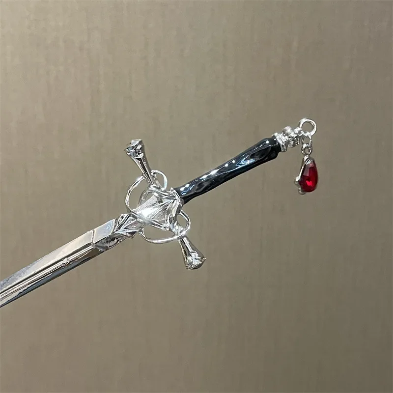 Hair Headdress Hair Accessory Ruby Pendant Sword Hairpin