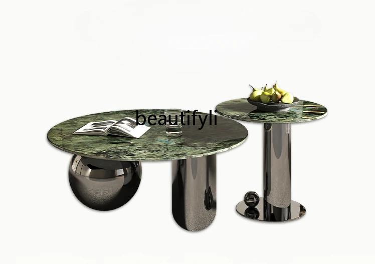 

Marble Coffee Table Living Room Home Light Luxury Modern Minimalist round Italian Minimalist