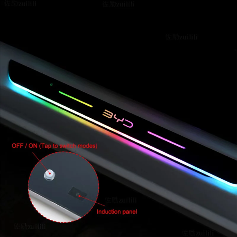BYD Atto 3 Tang F3 E6 Yuan Plus Song Max F0 Qin G3 I3 차량용 무선 LED 웰컴 페달 문턱 조명 통로 분위기 램프