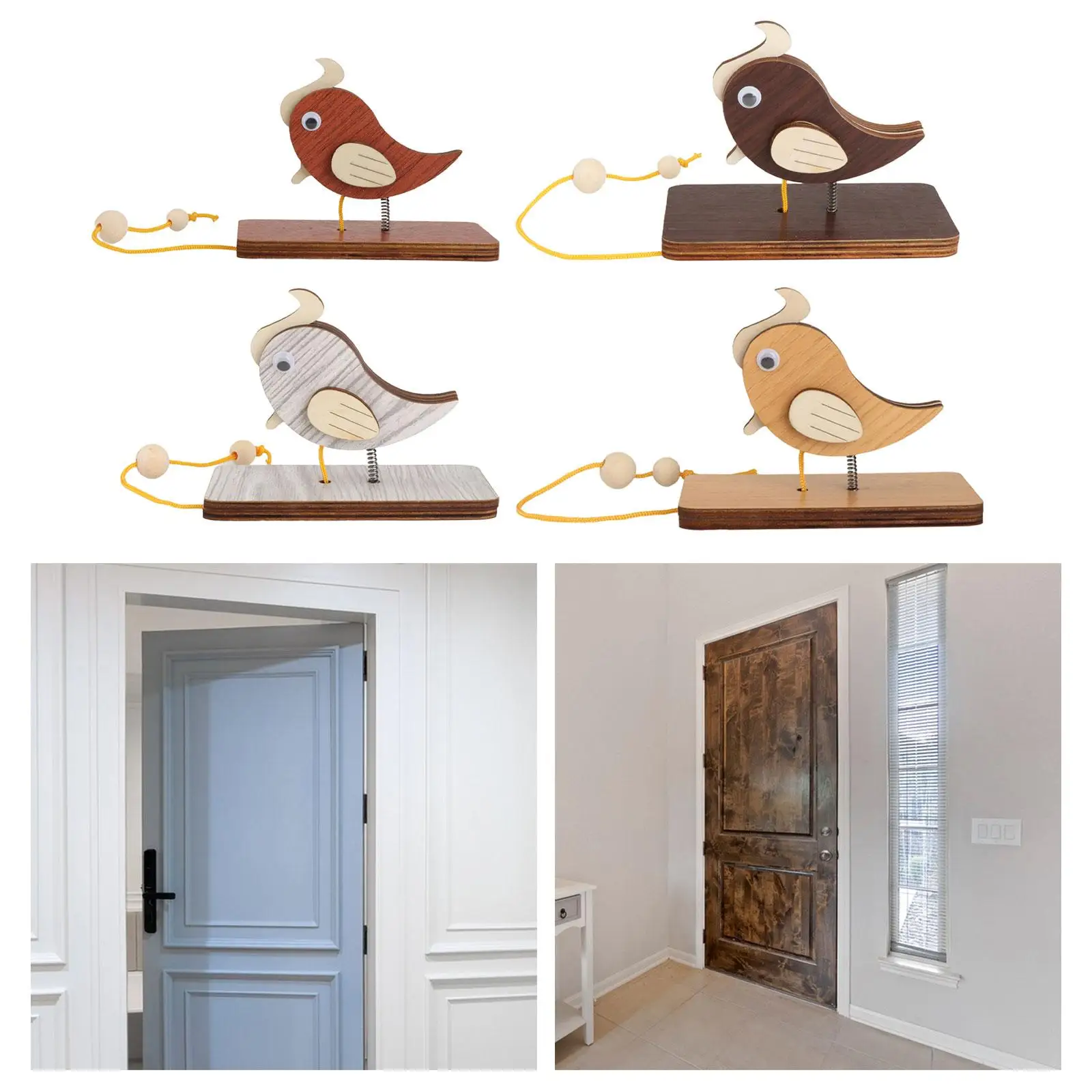 Woodpecker Door Bell Creative Easy Installation Wooden Woodpecker Door Knocker for Window Indoor Entrance Store Home Decoration