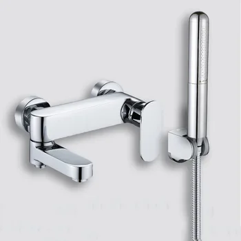 ก๊อกน้ำอ่างอาบน้ำแบบฝักบัวสีขาว หัวน้ำแบบน้ำตก พร้อมฝักบัวมือ  ก๊อกผสมน้ำร้อนน้ำเย็น สีดำ สีเทา 2