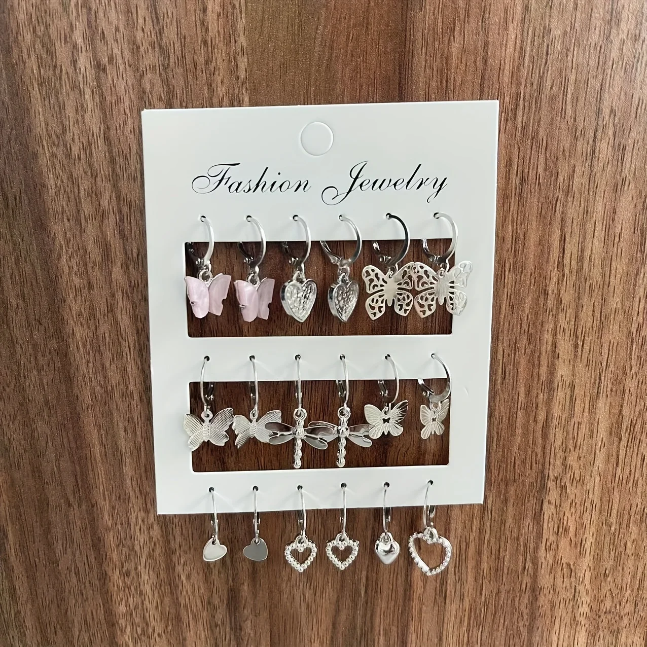 Dangle Earrings 9 Pairs/ Set Exquisite Butterfly Heart Dragonfly Design Simple Vacation Style Delicate Holiday Earrings