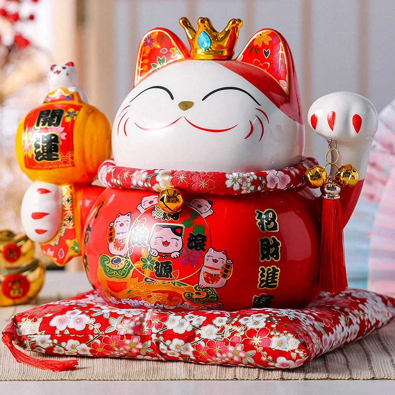 

7.5inches Creative Lucky Cat Big Cashier Ceramic Office Desktop Decoration Home Living Room Save Money Jar Fortune Opening Gift