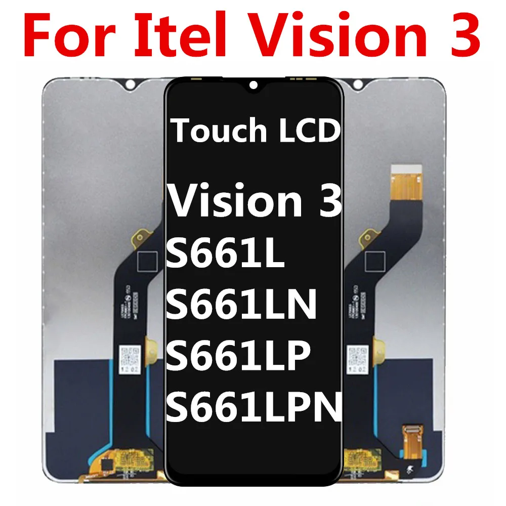 

Черный ЖК-дисплей 6,6 дюйма для Itel Vision 3 S661L S661LP, полный сенсорный экран, дигитайзер, панель в сборе, замена/с рамкой