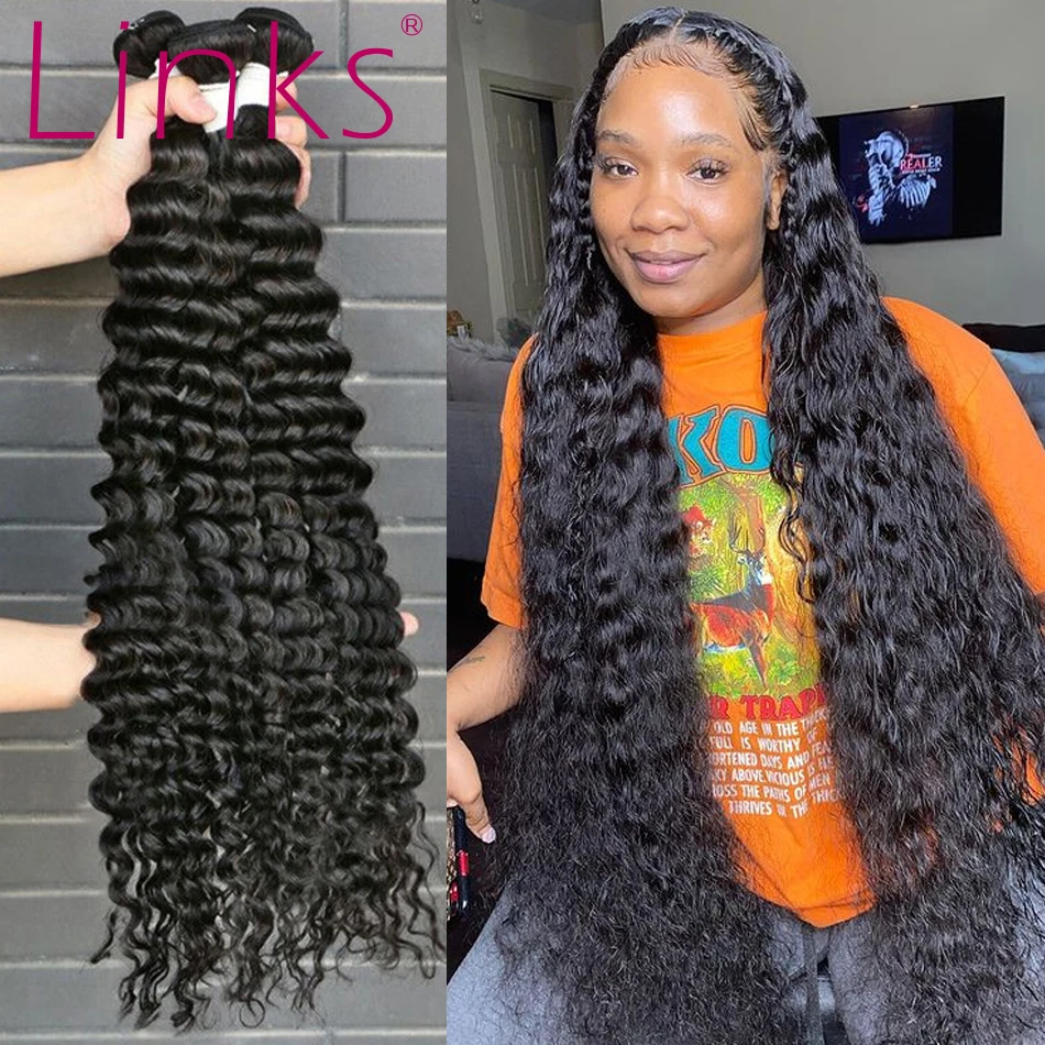 Links Brazilian Hair Weave Bundles 3 4 loose deep Wave 28 30 40 Inch  Bundles Wholesale Vendor Remy curly Hair Extensions tissage