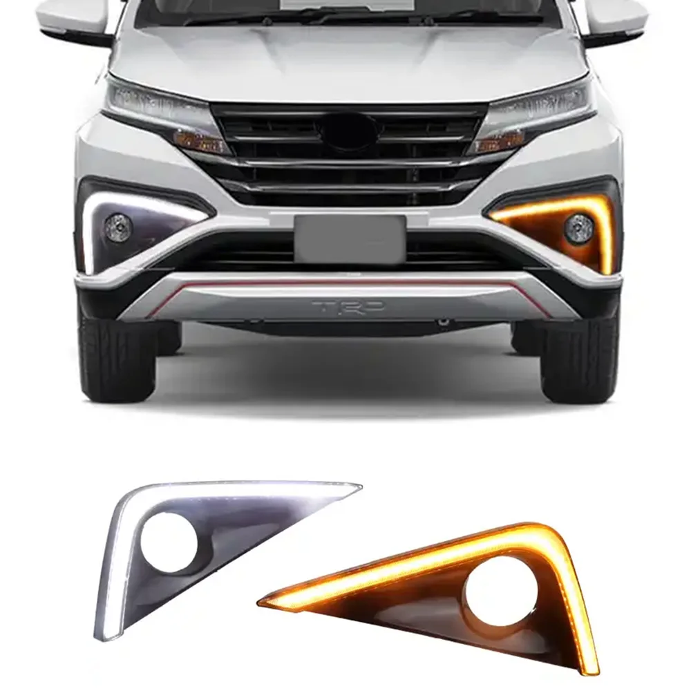 

New Led Drl For Toyota Rush 2018-2019 Led Drl With Yellow Signal Fog Lamp Cover Daytime Running Light