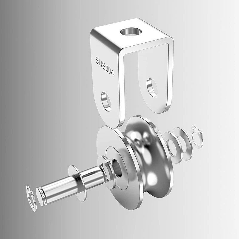 Wheel Pulley 304 Stainless Steel Heavy Duty Track Wheel Rigid Caster Sliding Gate Roller Wheel Detachable Duplex Bearing 5