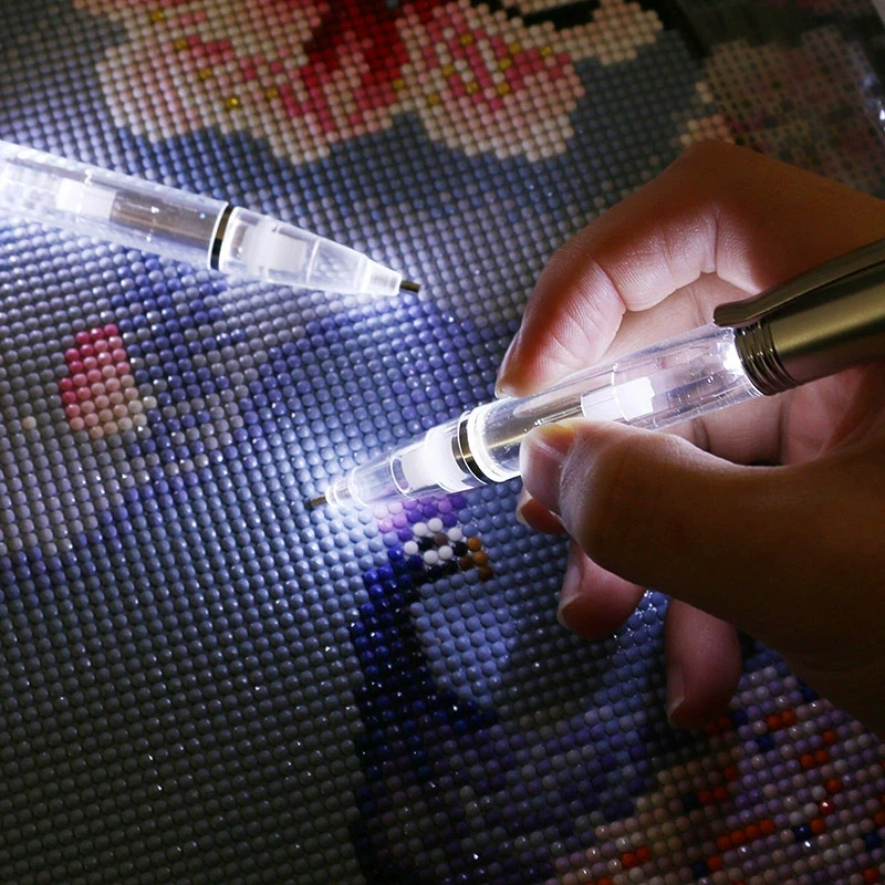 Metal Luminous Point Diamond Pen Dot Diamond Pen Tool Colorful DIY Handmade Painting Dot Drill LED Lighting