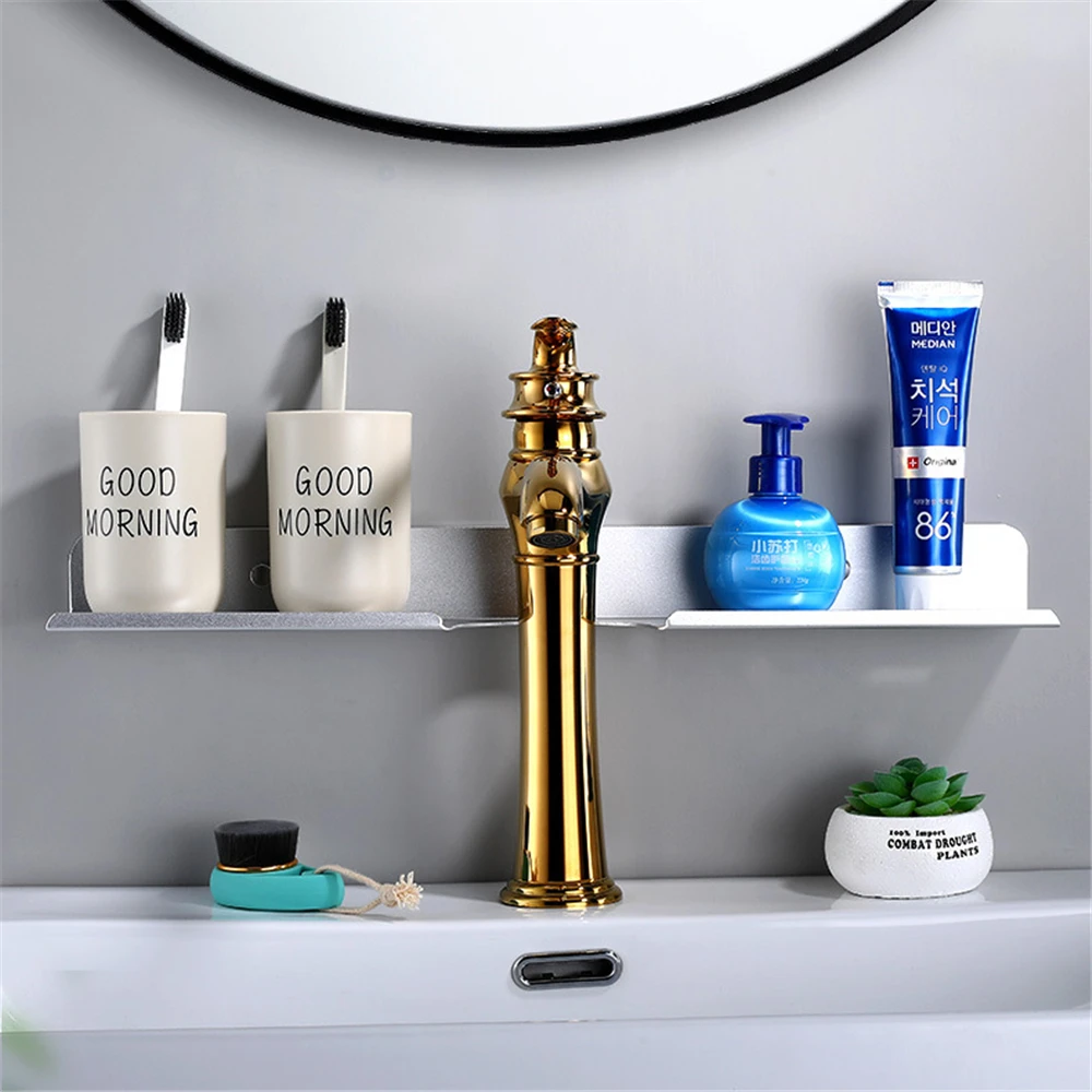 

Полка для ванной комнаты, полка для хранения умывальника с краном, настенный зеркальный держатель для туалетных принадлежностей