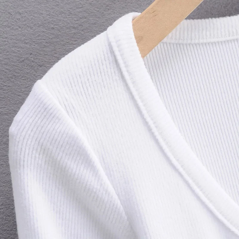 Sexy Women's V-Neck Tank Tops T-Shirt Short Sleeve Solid Color Button Crop Top Clubwear Top Summer Slim Short T-Shirt For Womens